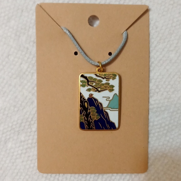 *3/$20* New Cloisonne Pendant choker corded necklace vintage - Picture 1 of 8